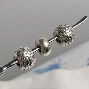 Brighton Chunky Spacers Set of 3 Weave & Smooth Design Silver Plated